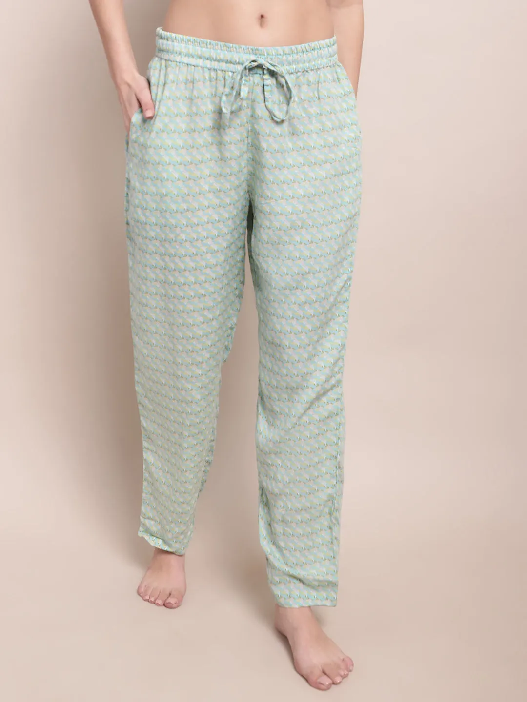 Wave Print Pyjama - Turquoise Blue