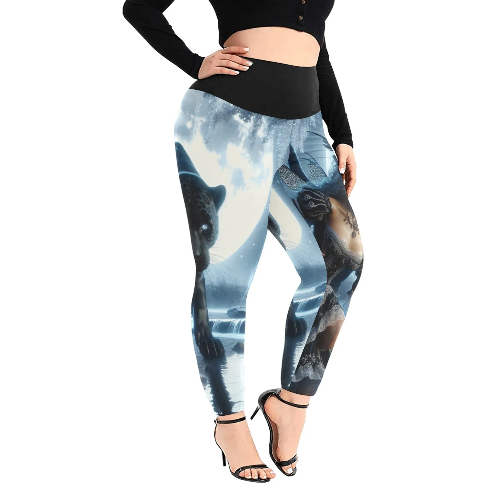 Women's High Waist Leggings(Plus Size)(ModelL45)