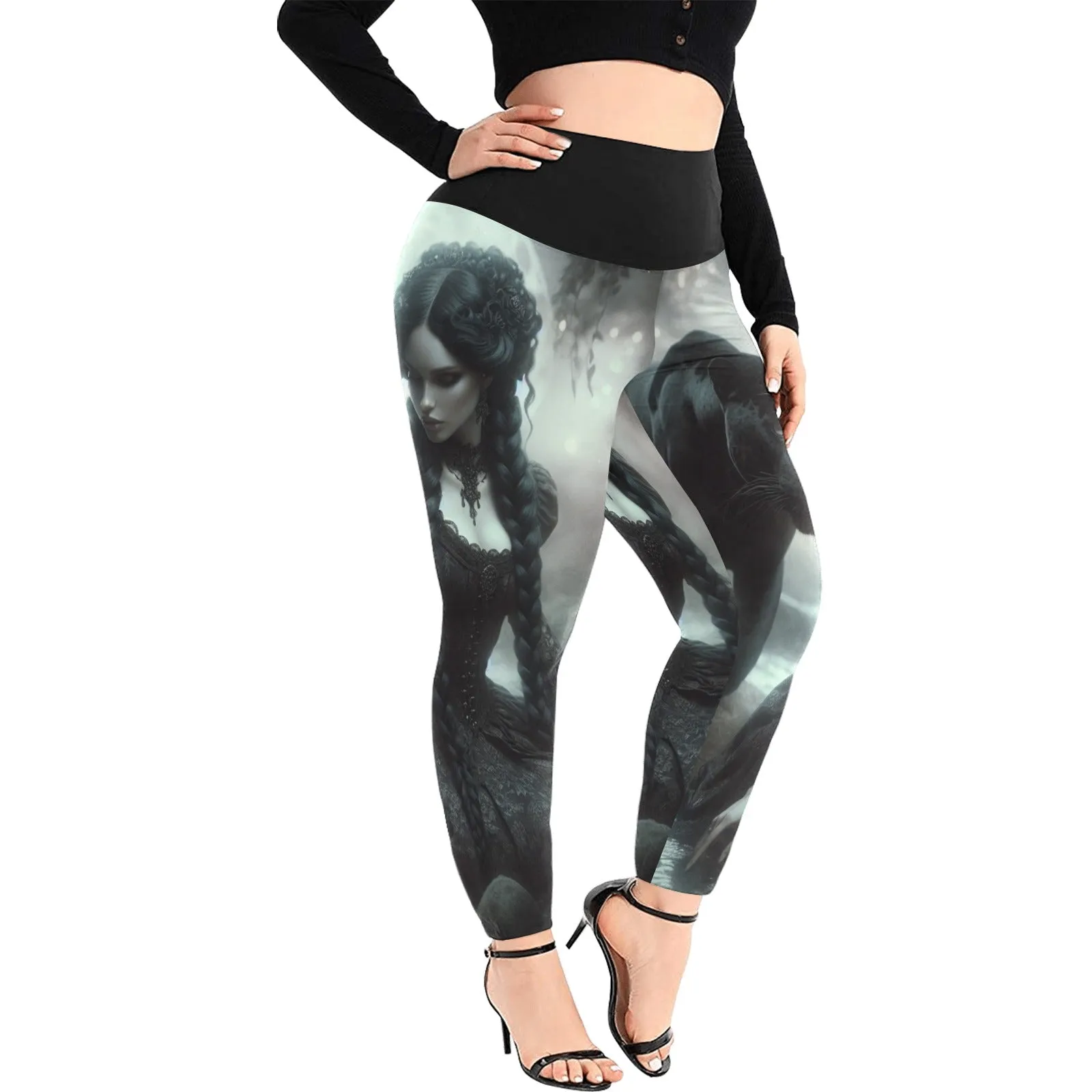 Women's High Waist Leggings(Plus Size)(ModelL45)