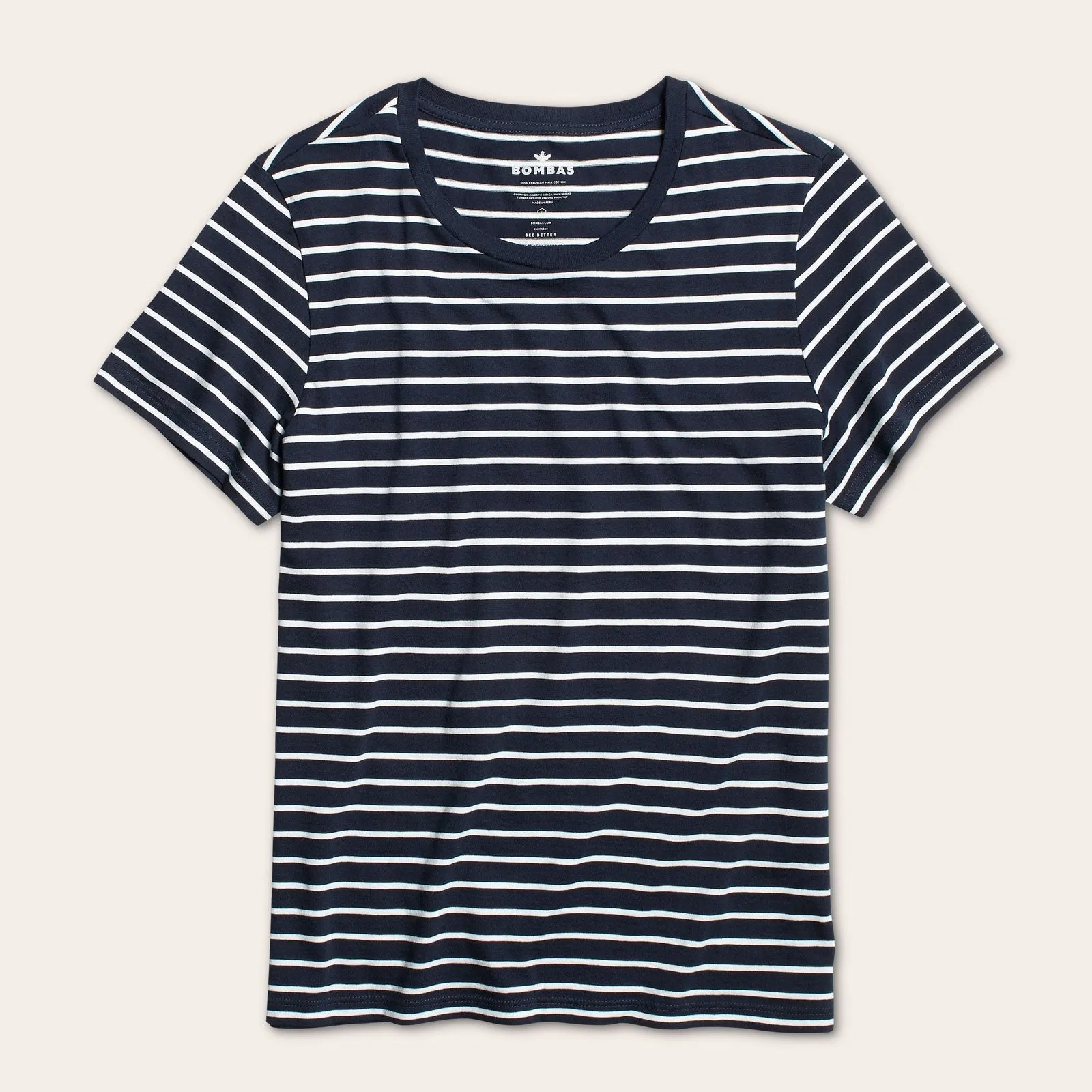 Women's Pima Cotton Nautical Stripe Crew Neck T-Shirt