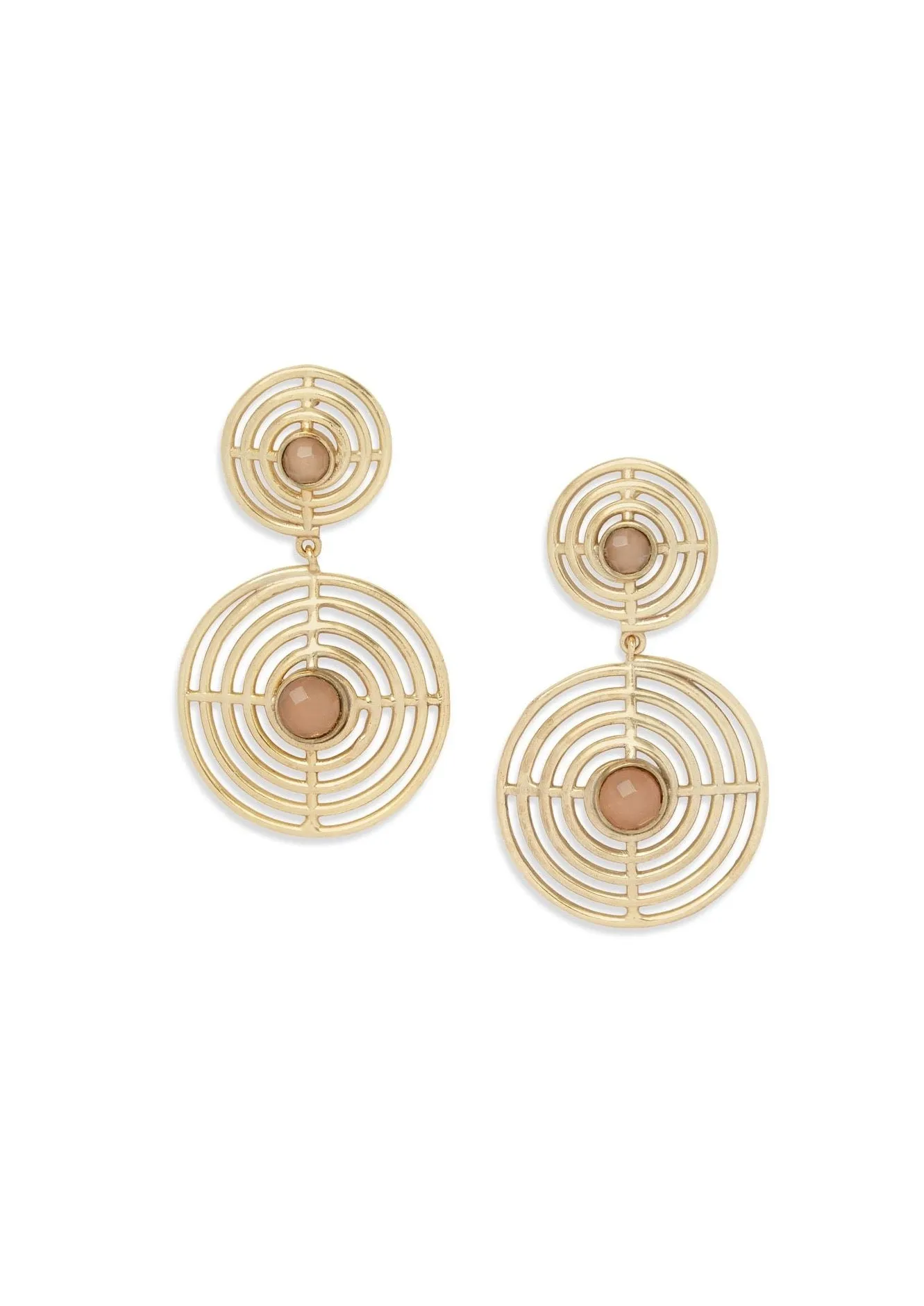 Zoe Earrings | Peach Moonstone